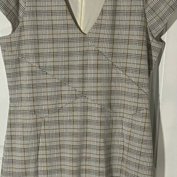Express Plaid V-Neck Form Fitting Business Casual Dress Plus Size XL - Picture 3 of 6
